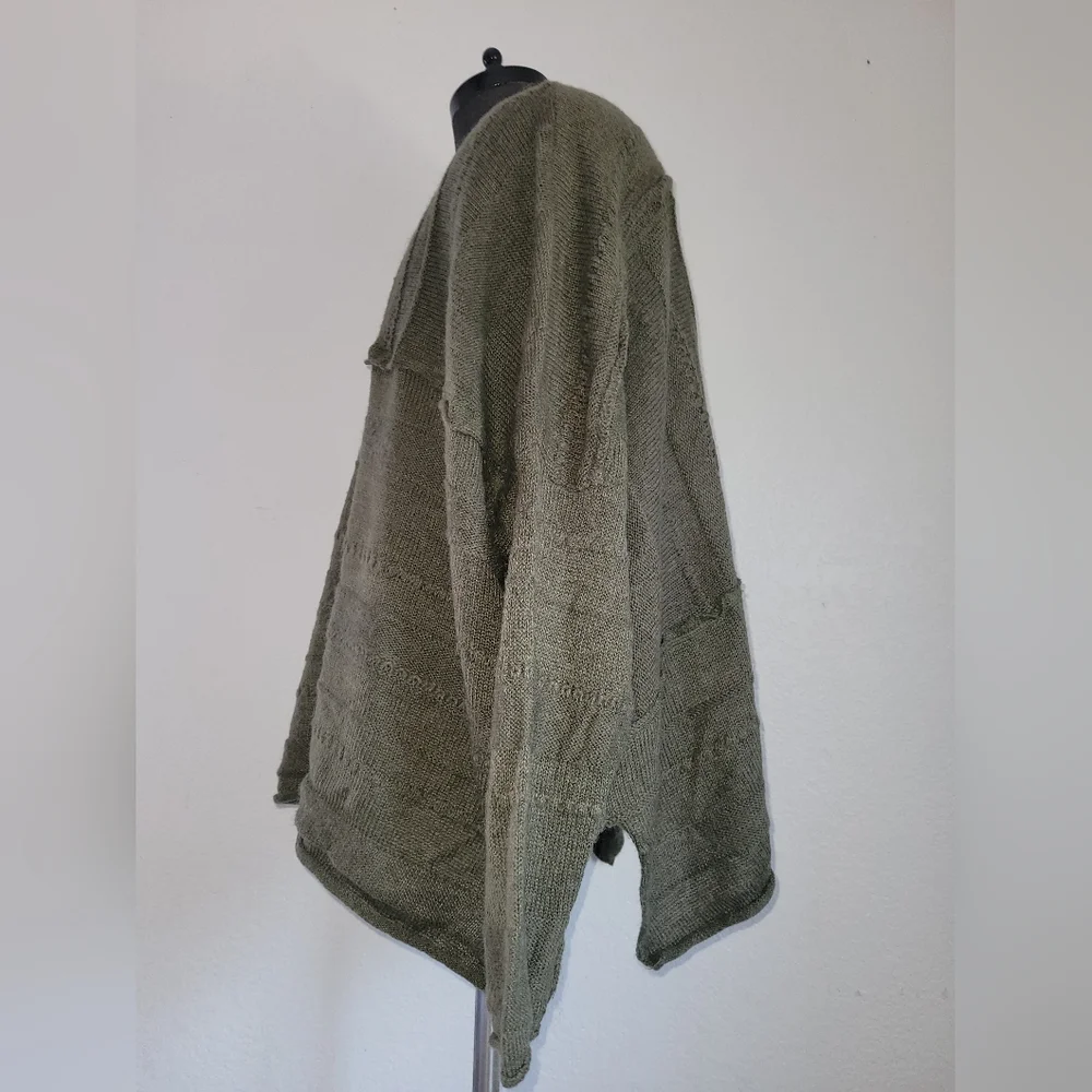 Olive Green EASEL Oversized Boho Hippy Sweater Size X-Large - Picture 3 of 6